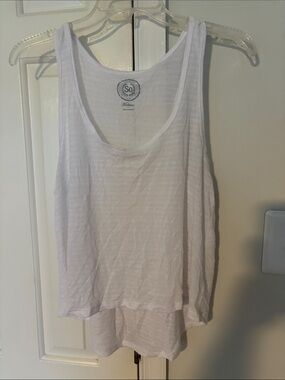 Solid White Layered Scoop Neck Tank Top